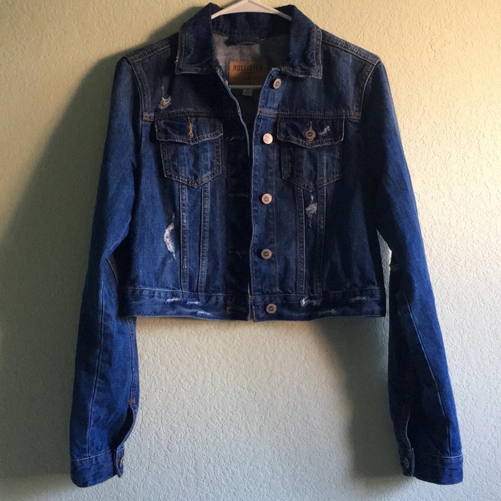 Hollister Cropped Distressed Denim Jacket